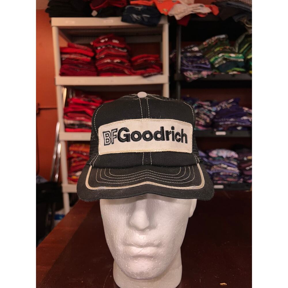 Vintage BF Goodrich Hat Snapback Logo Black White Trucker Style Cap VTG 80s